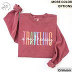 Travel Is My Therapy Comfort Colors® Long Sleeve T-Shirt, Travel Buddies Shirt, Gift for Traveler, Travel Lover