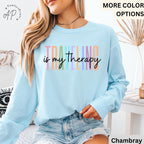 Travel Is My Therapy Comfort Colors® Long Sleeve T-Shirt, Travel Buddies Shirt, Gift for Traveler, Travel Lover