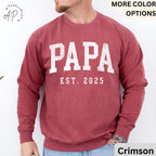 Papa Est Comfort Colors® Sweatshirt, Gifts for Dad Sweater, Promoted To Dad Hoodie, Pregnancy Reveal Father, Gift for Daddy