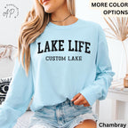 Personalized Lake Life Comfort Colors® Long Sleeve T-Shirt, Custom Lake House Long Sleeve Shirt, Lake Vacation, Gift for Travel Lover