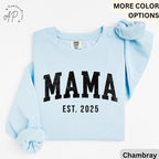 Custom Mama Comfort Colors Sweatshirt: Est. 2026 Pregnancy Announcement
