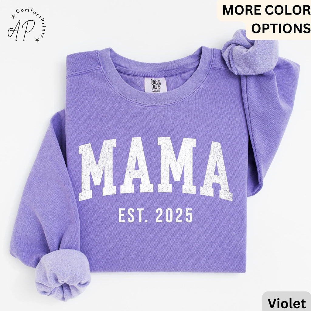Custom Mama Comfort Colors Sweatshirt: Est. 2026 Pregnancy Announcement