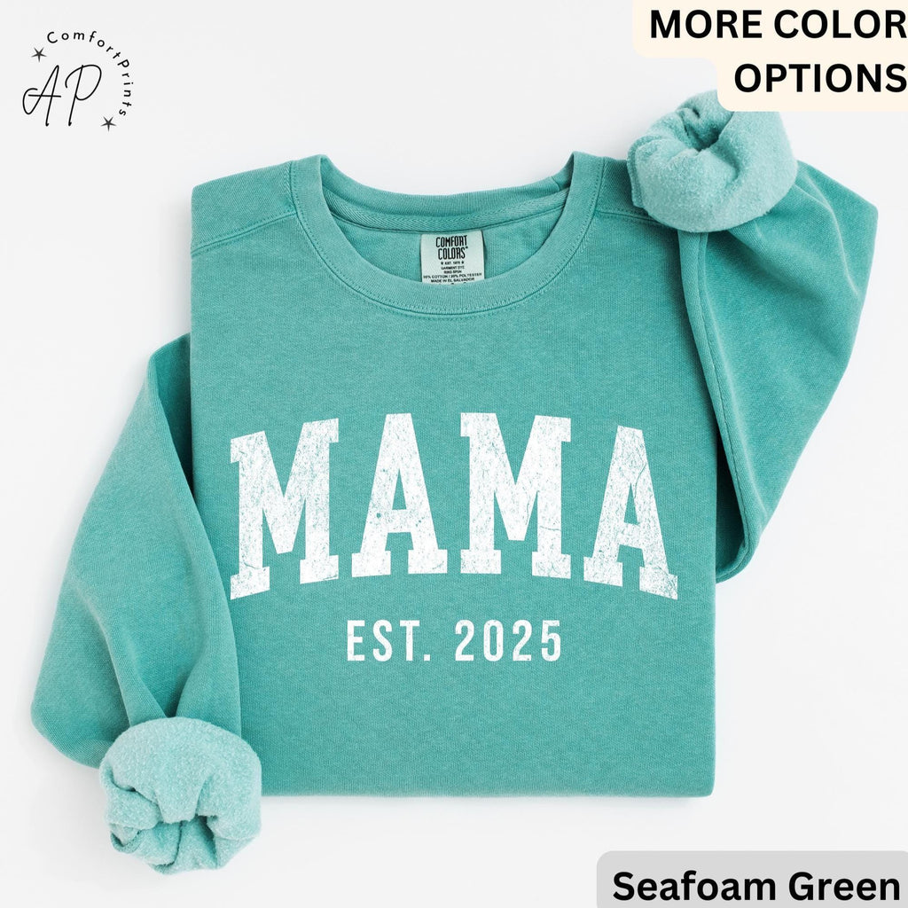 Custom Mama Comfort Colors Sweatshirt: Est. 2026 Pregnancy Announcement
