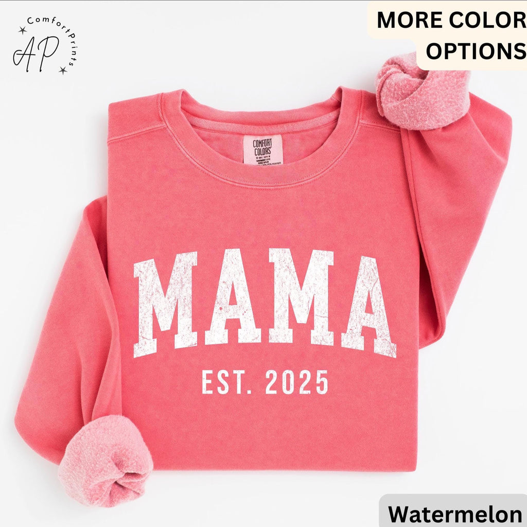 Custom Mama Comfort Colors Sweatshirt: Est. 2026 Pregnancy Announcement