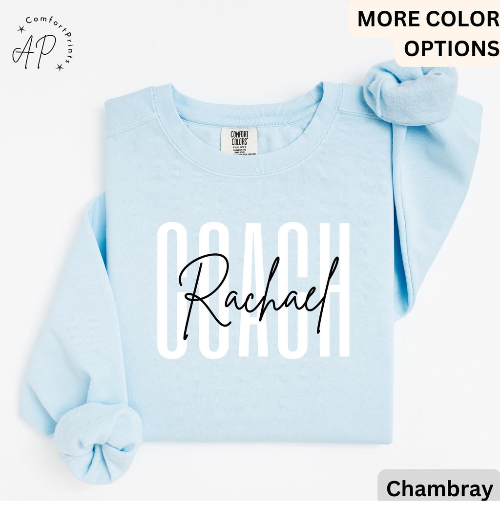 Personalized Coach Comfort Colors Sweatshirt: Custom Cheerleading Gift