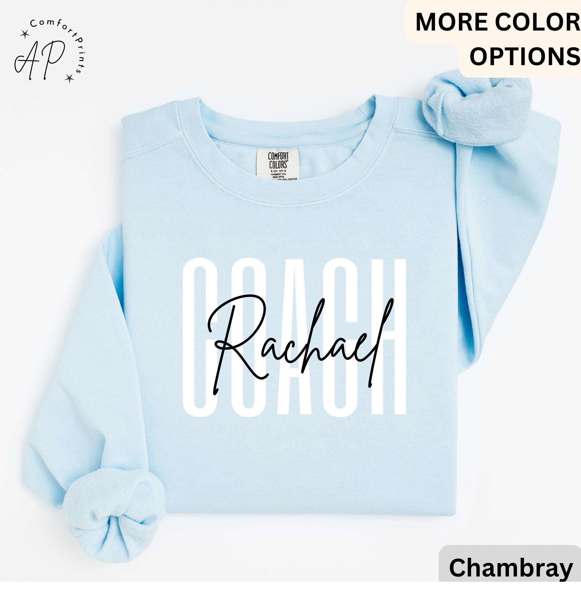 Personalized Coach Comfort Colors Sweatshirt: Custom Cheerleading Gift