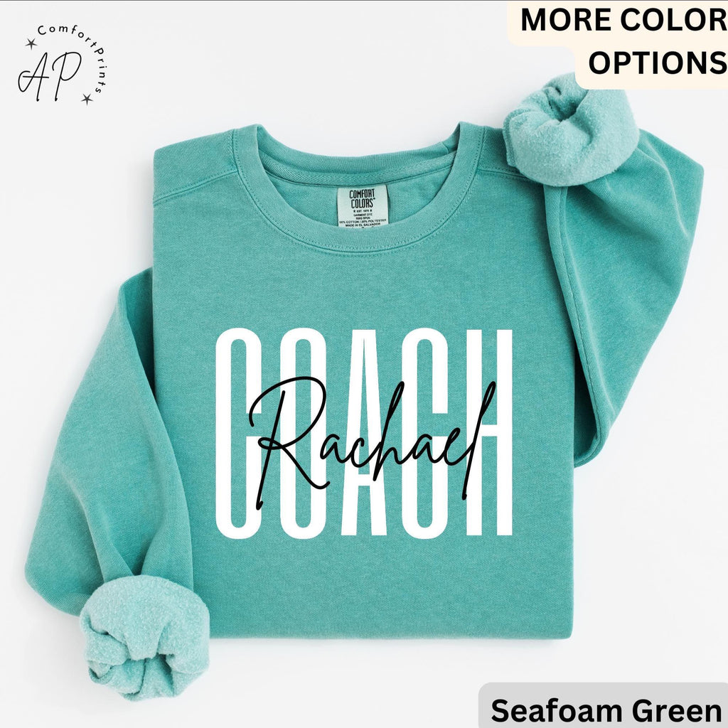 Personalized Coach Comfort Colors Sweatshirt: Custom Cheerleading Gift