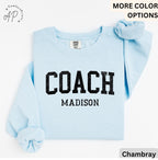 Personalized Coach Comfort Colors Sweatshirt: Custom Cheerleading Gift