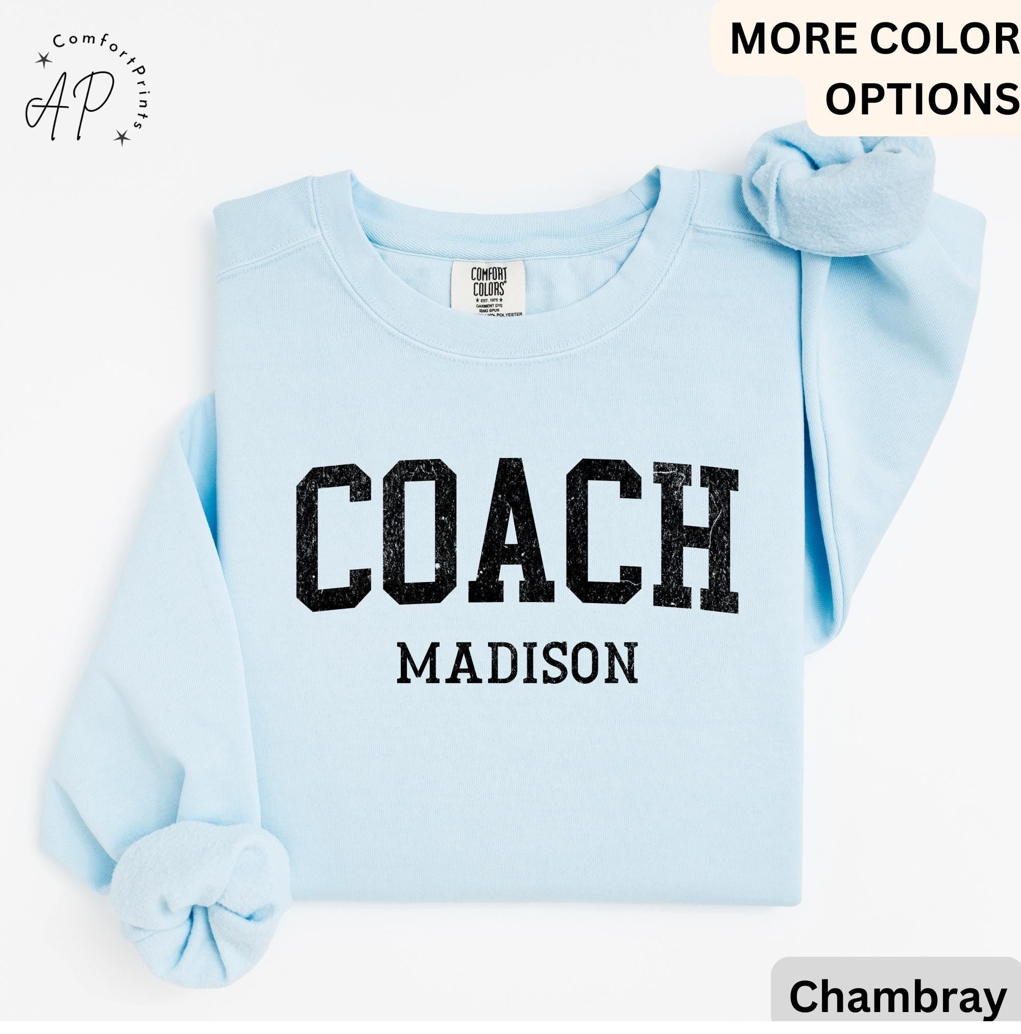 Personalized Coach Comfort Colors Sweatshirt: Custom Cheerleading Gift