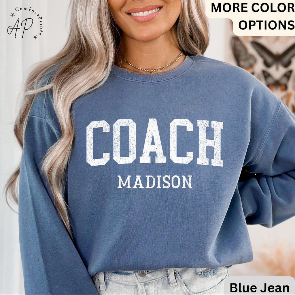 Personalized Coach Comfort Colors Sweatshirt: Custom Cheerleading Gift