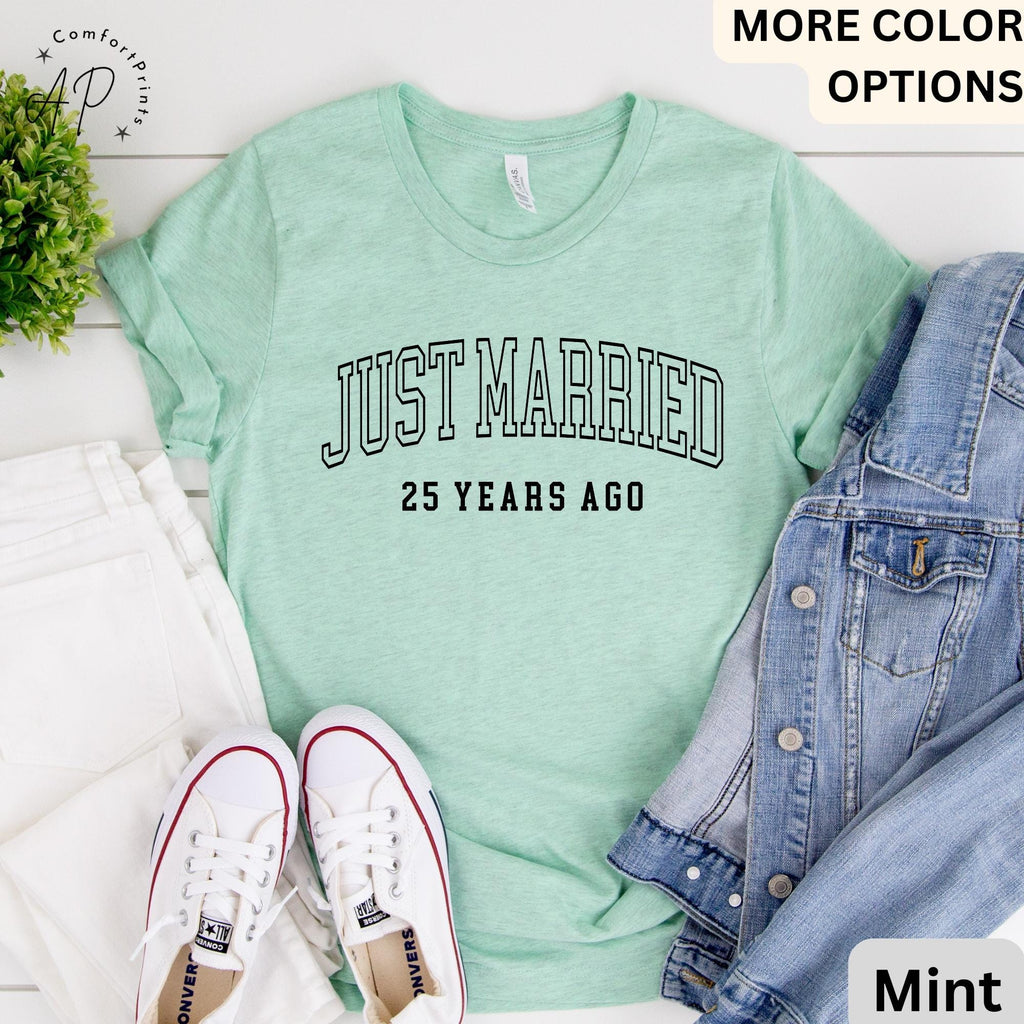 25th Anniversary T-Shirt: Married 25 Years Ago - Matching Couple Tees
