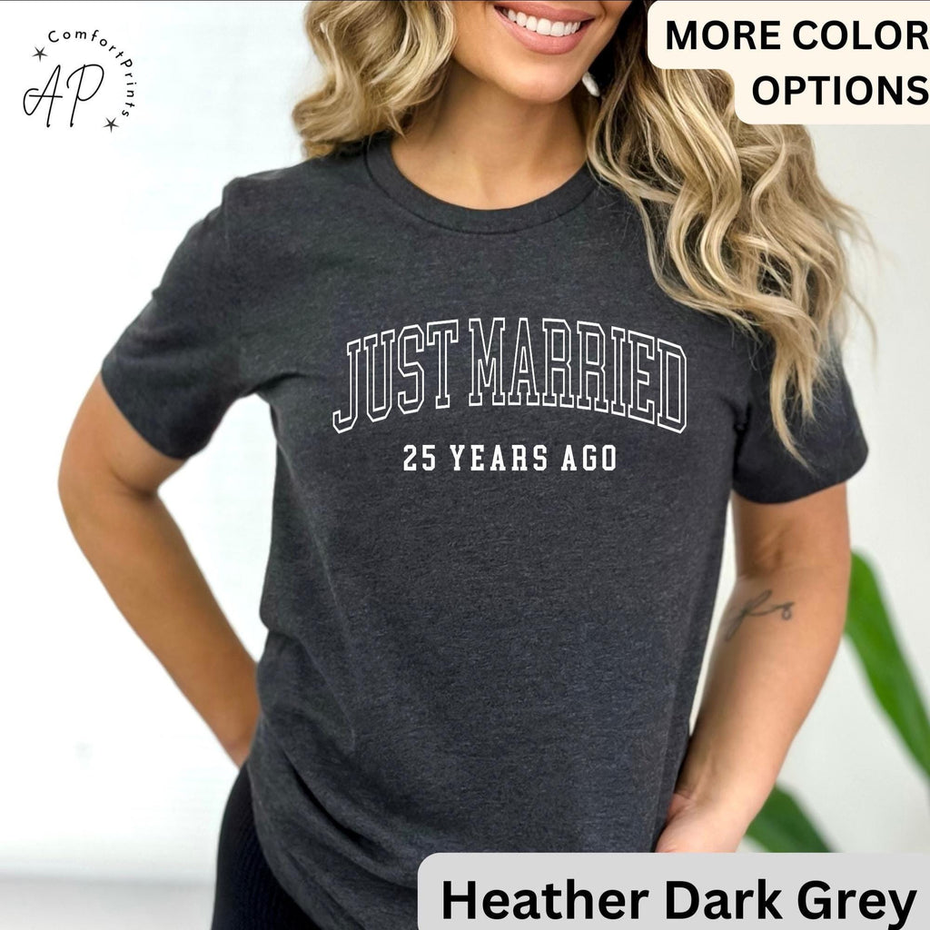 25th Anniversary T-Shirt: Married 25 Years Ago - Matching Couple Tees
