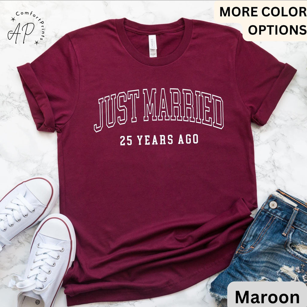 25th Anniversary T-Shirt: Married 25 Years Ago - Matching Couple Tees