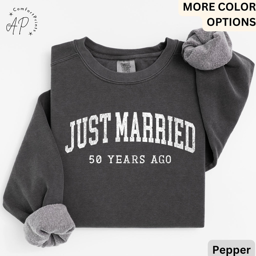 Personalized Wedding Anniversary Comfort Colors® Sweatshirt, Custom Just Married Years Ago Sweater, Matching Couple