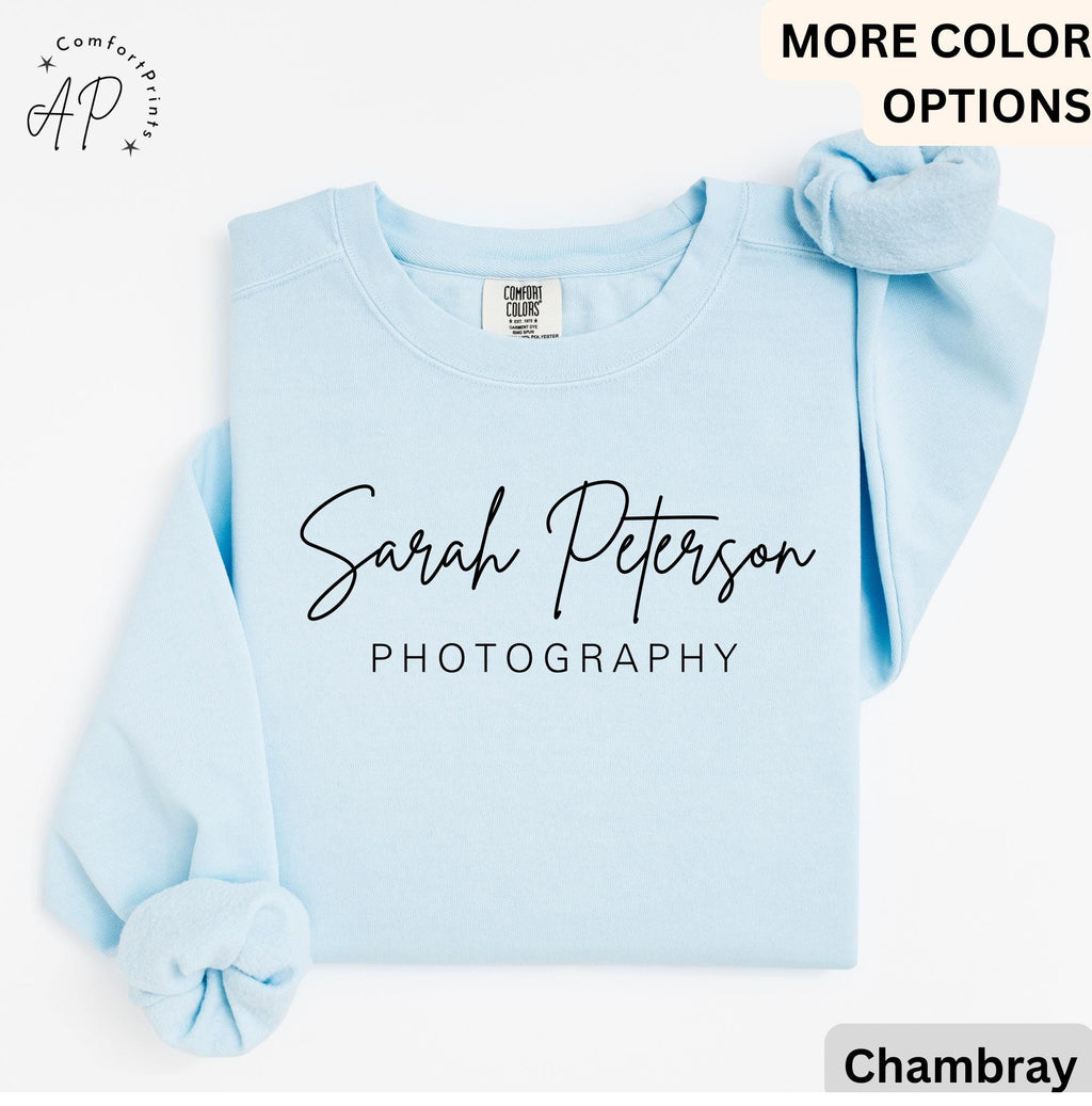 Personalized Photography Comfort Colors® Sweatshirt, Custom Photography Business Sweater, Gift For Photographer, Camera Professional