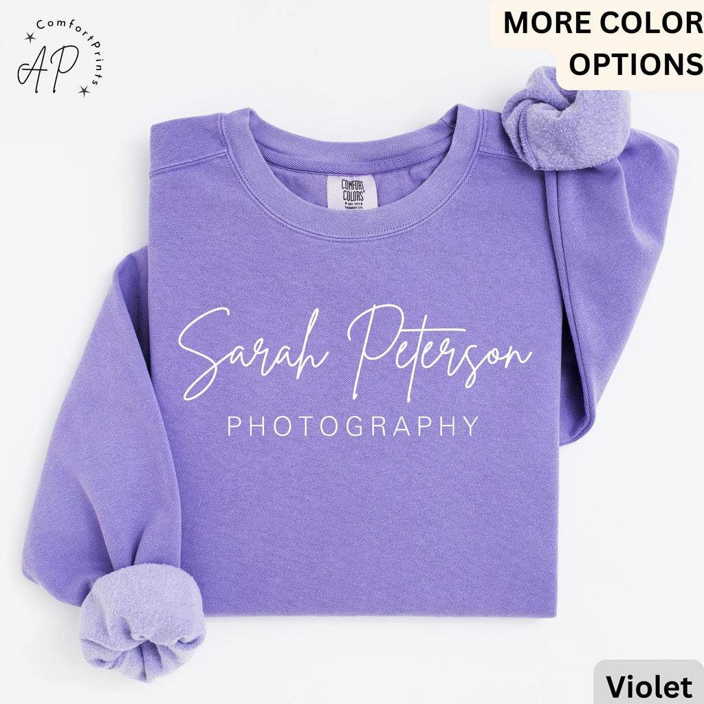 Personalized Photography Comfort Colors® Sweatshirt, Custom Photography Business Sweater, Gift For Photographer, Camera Professional