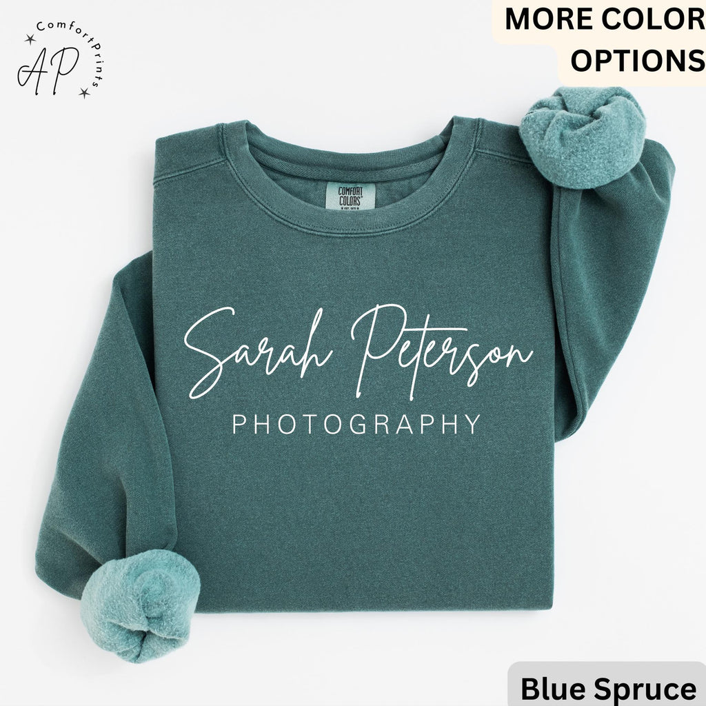 Personalized Photography Comfort Colors® Sweatshirt, Custom Photography Business Sweater, Gift For Photographer, Camera Professional