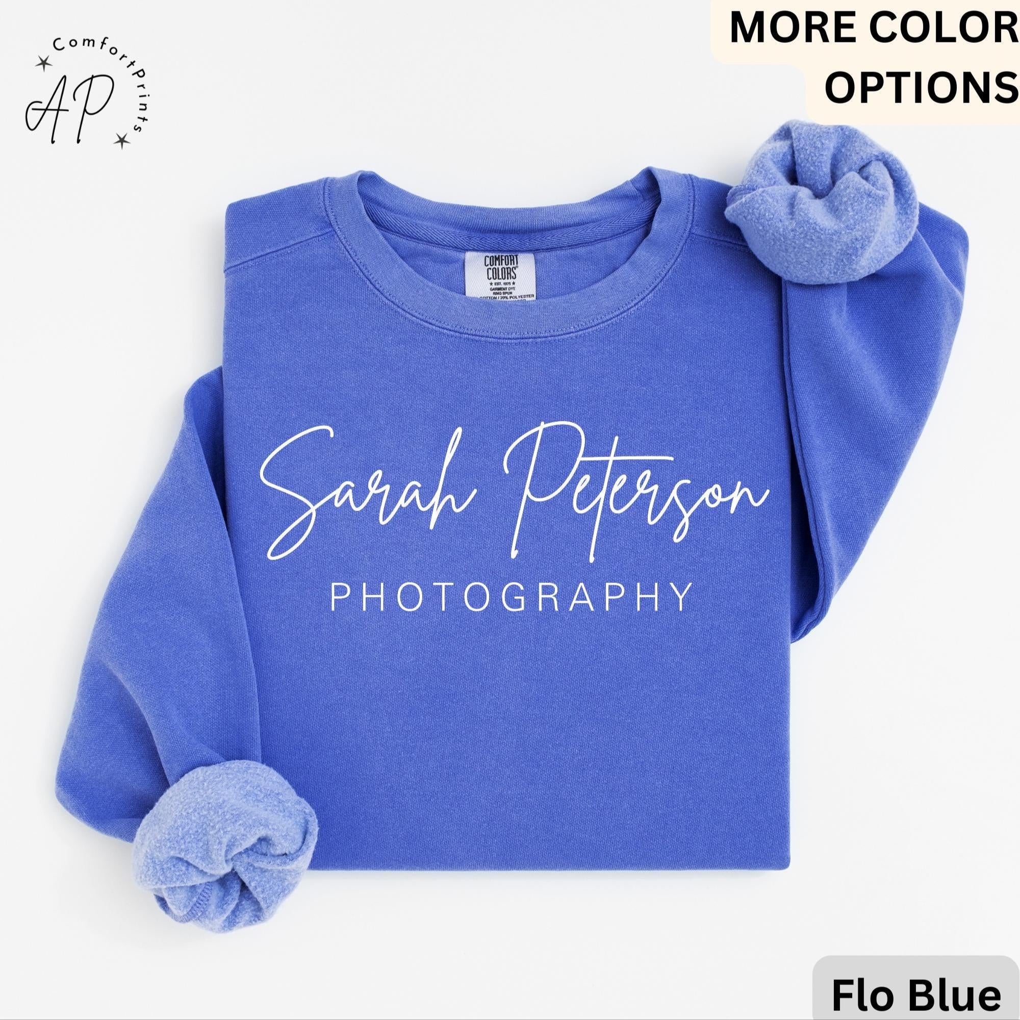 Personalized Photography Comfort Colors® Sweatshirt, Custom Photography Business Sweater, Gift For Photographer, Camera Professional
