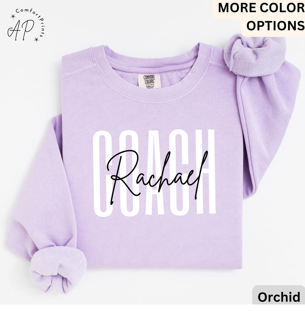 Personalized Coach Comfort Colors Sweatshirt: Custom Cheerleading Gift
