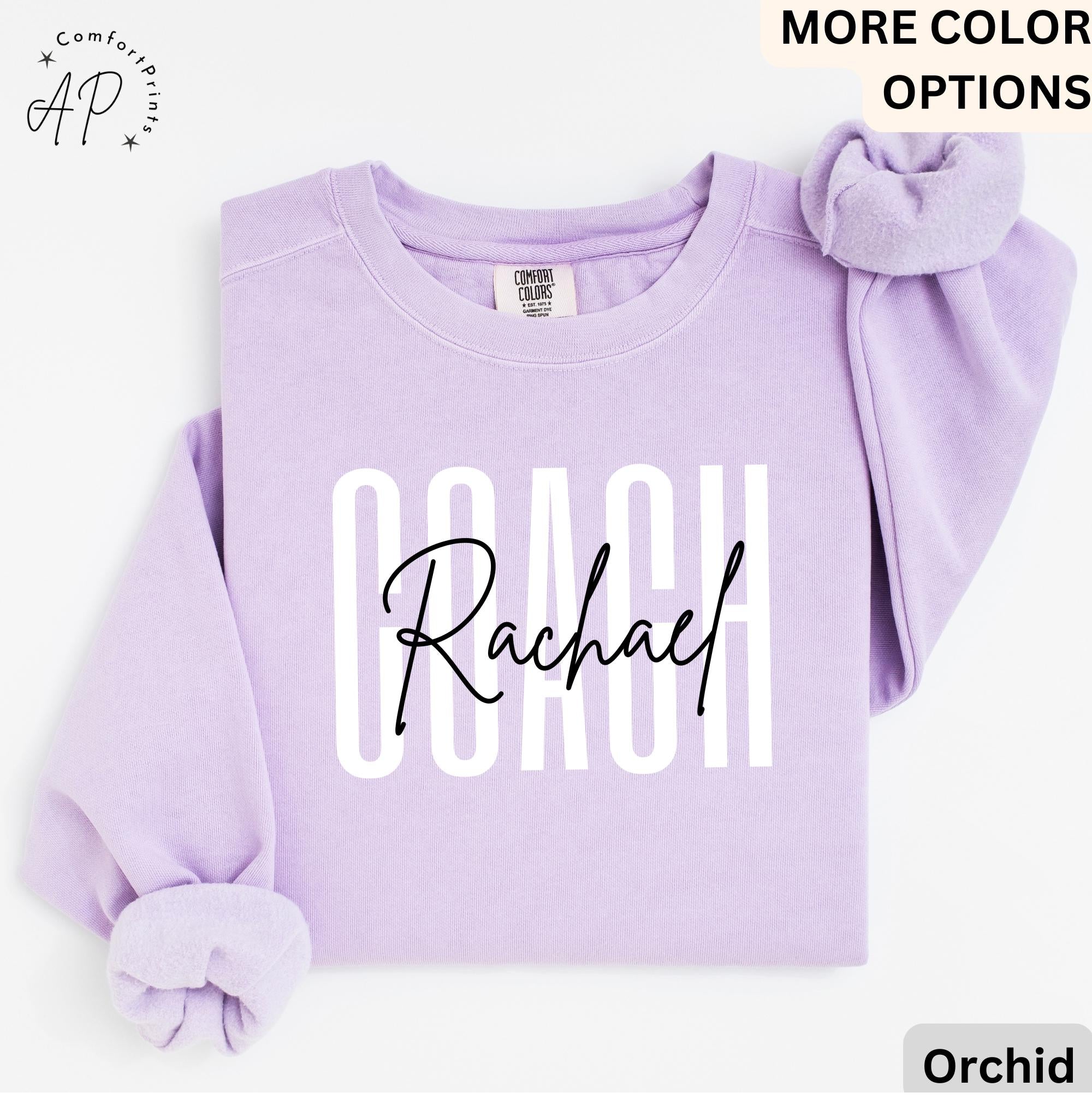 Personalized Coach Comfort Colors Sweatshirt: Custom Cheerleading Gift