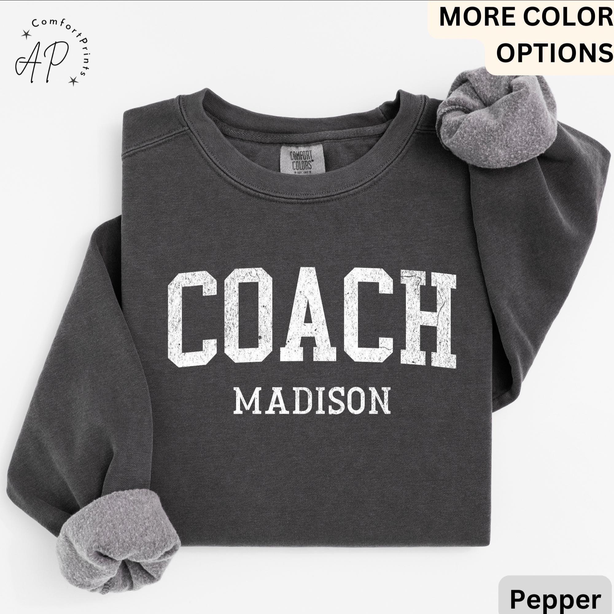 Personalized Coach Comfort Colors Sweatshirt: Custom Cheerleading Gift