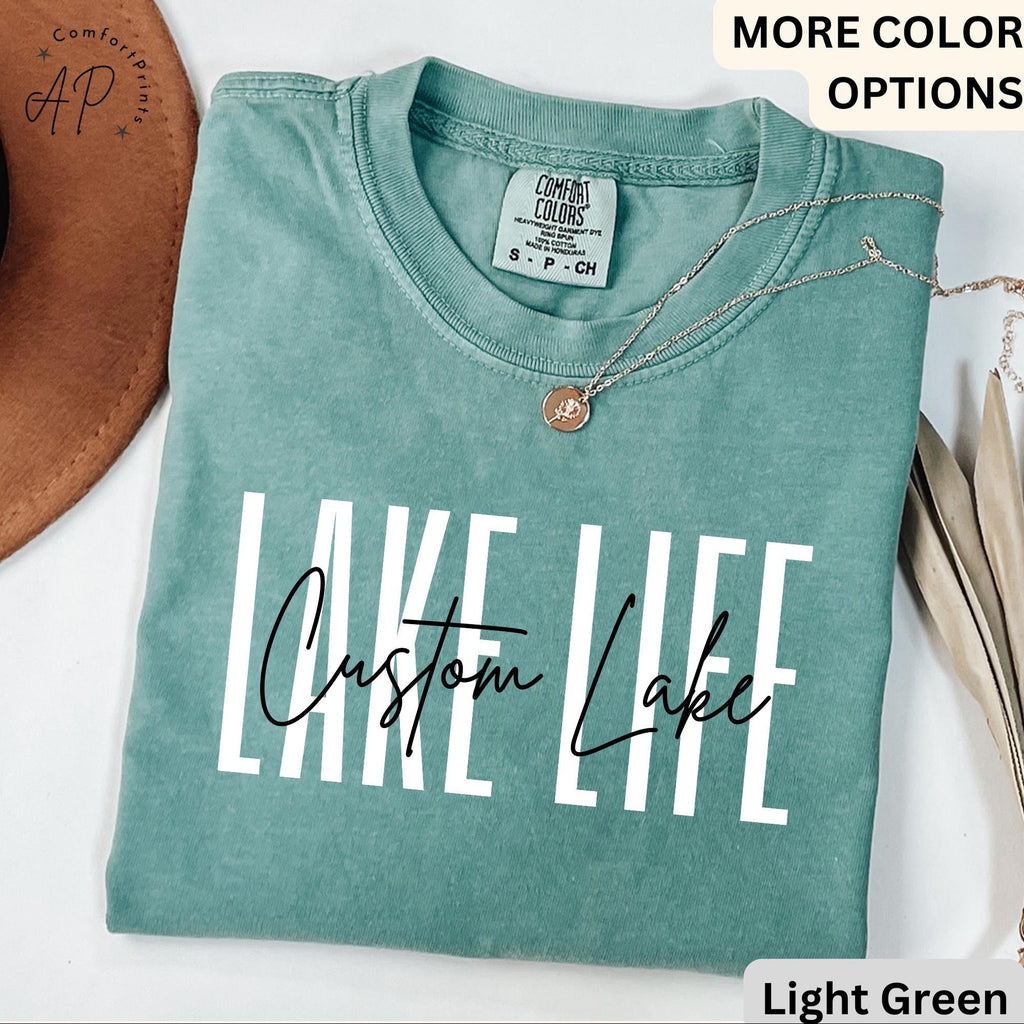 Custom Lake Life Comfort Colors T-Shirt, Personalized Lake House Shirt, Summer Vacation Tee