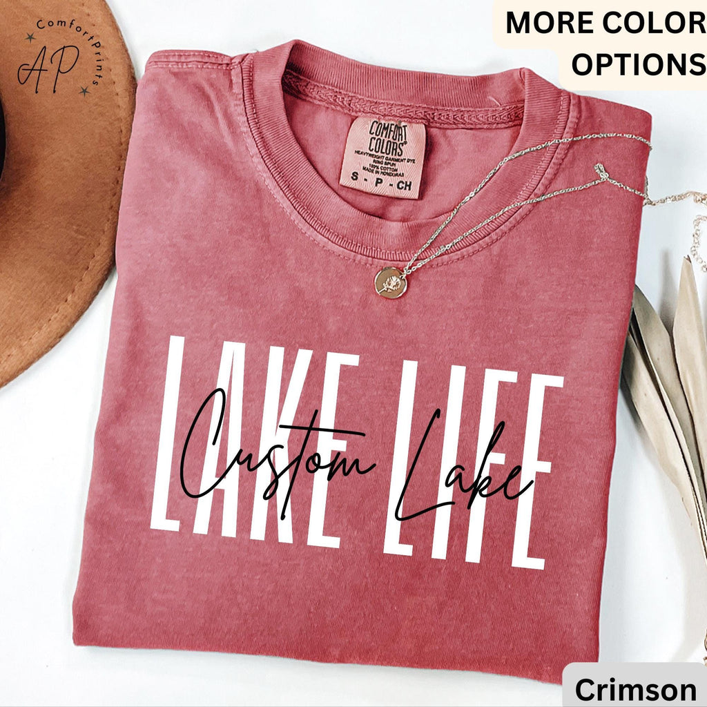 Custom Lake Life Comfort Colors T-Shirt, Personalized Lake House Shirt, Summer Vacation Tee