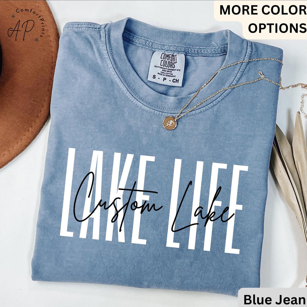 Custom Lake Life Comfort Colors T-Shirt, Personalized Lake House Shirt, Summer Vacation Tee