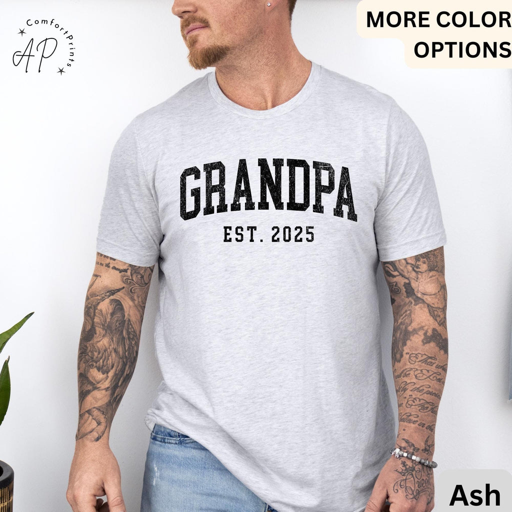 Grandpa Est T-Shirt, Personalized Grandpa Shirt, Pregnancy Announcement Grandfather Tee, Gift for Fathers Day