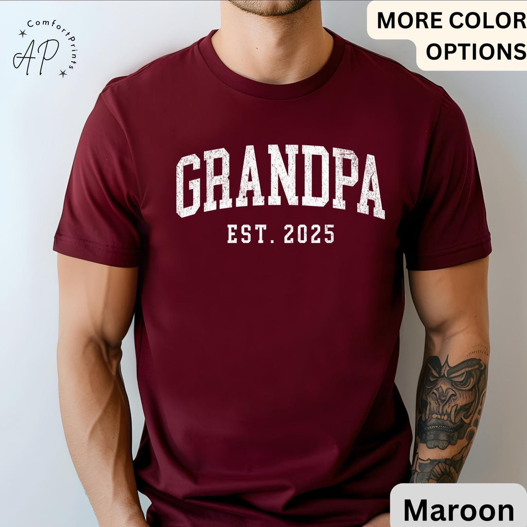 Grandpa Est T-Shirt, Personalized Grandpa Shirt, Pregnancy Announcement Grandfather Tee, Gift for Fathers Day