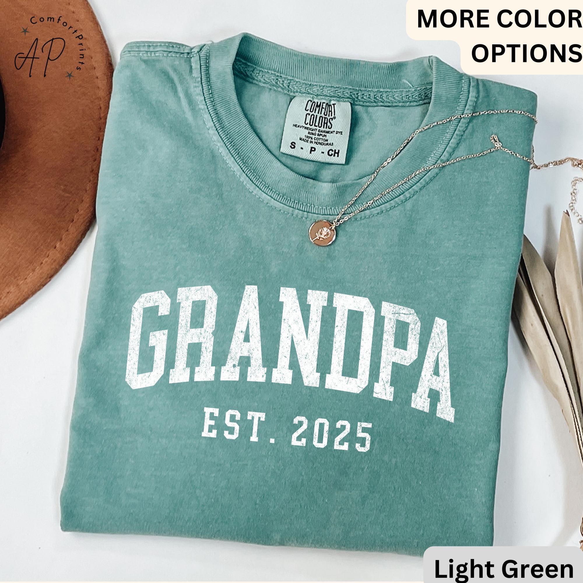 Grandpa Est Comfort Colors® T-Shirt, Personalized Grandpa Shirt, Pregnancy Announcement Grandfather Tee, Gift for Fathers Day