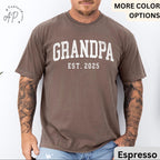 Grandpa Est Comfort Colors® T-Shirt, Personalized Grandpa Shirt, Pregnancy Announcement Grandfather Tee, Gift for Fathers Day