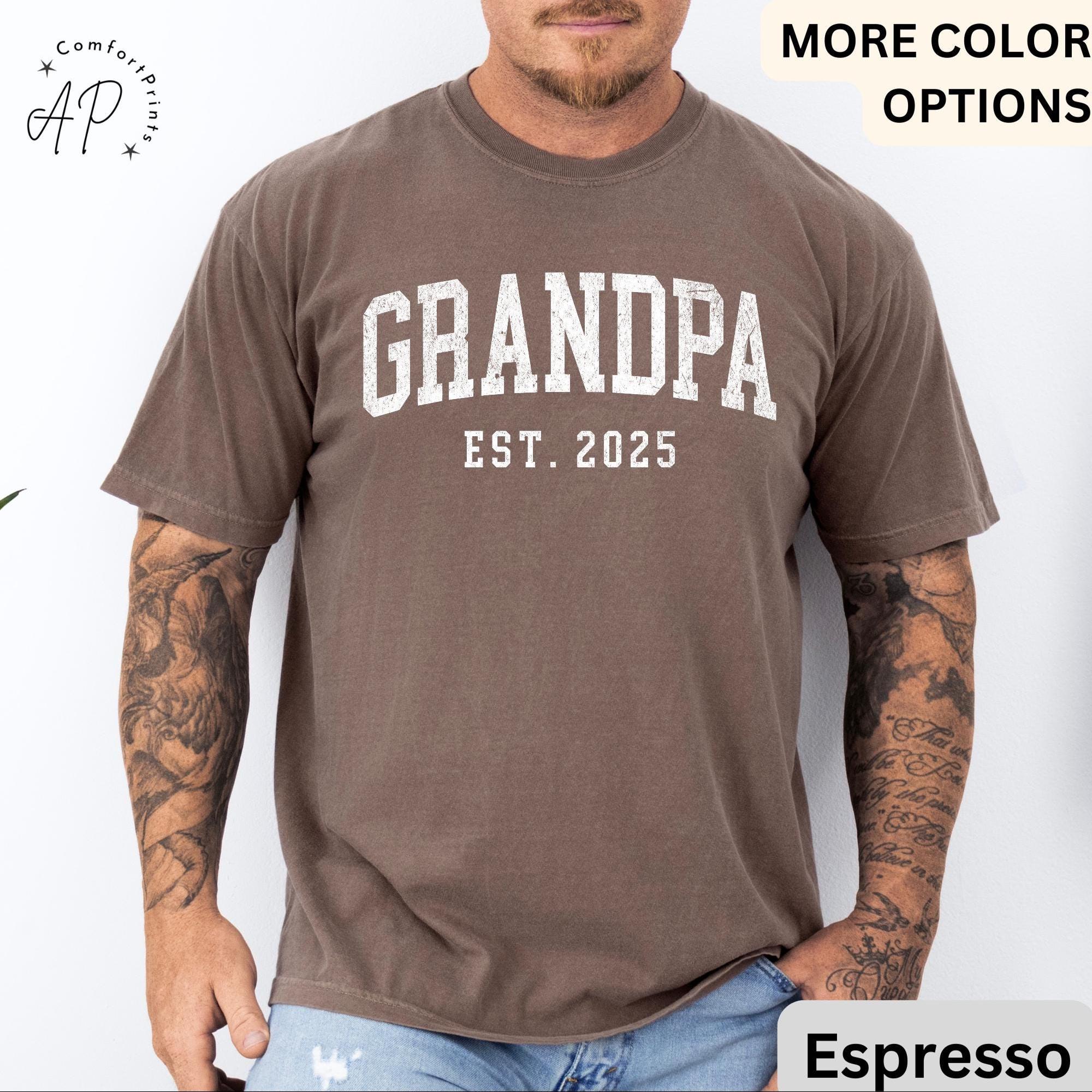 Grandpa Est Comfort Colors® T-Shirt, Personalized Grandpa Shirt, Pregnancy Announcement Grandfather Tee, Gift for Fathers Day
