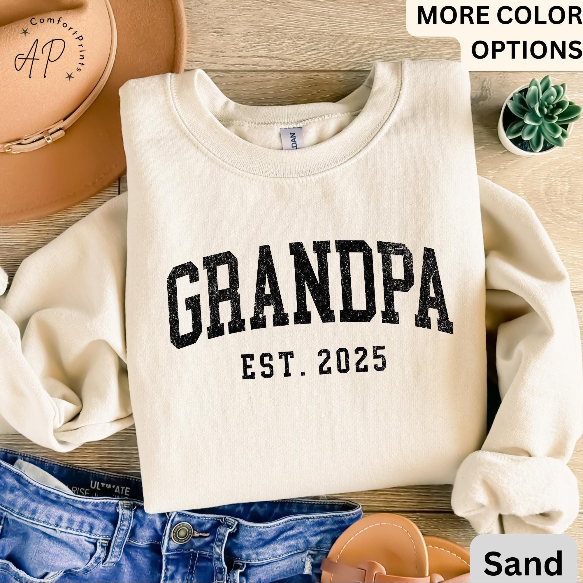 Grandpa Est Sweatshirt, Personalized Grandpa Sweater, Pregnancy Announcement Grandfather, Gift for Fathers Day