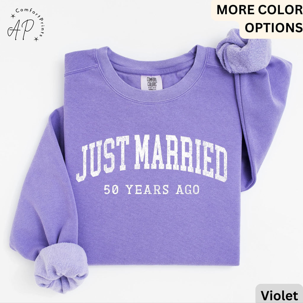 Personalized Wedding Anniversary Comfort Colors® Sweatshirt, Custom Just Married Years Ago Sweater, Matching Couple