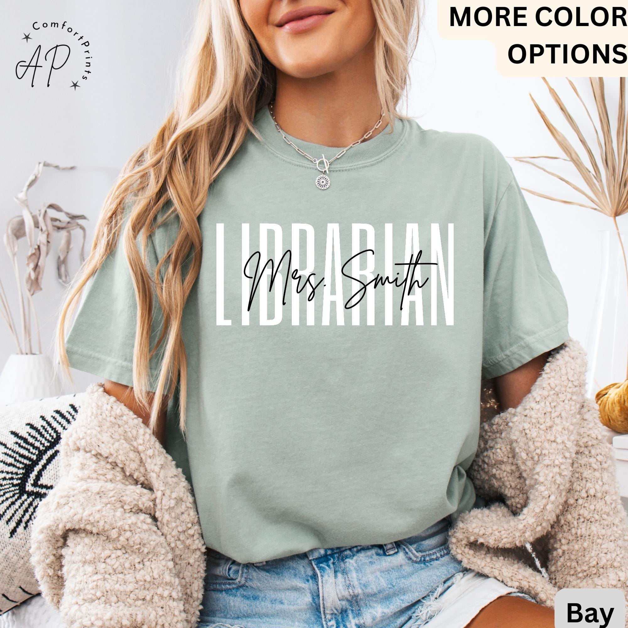 Personalized Librarian Comfort Colors Shirt, School Librarian T-Shirt, Book Lover Tee
