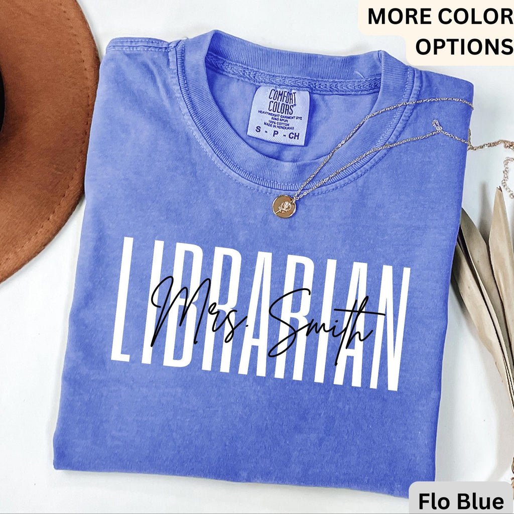 Personalized Librarian Comfort Colors Shirt, School Librarian T-Shirt, Book Lover Tee