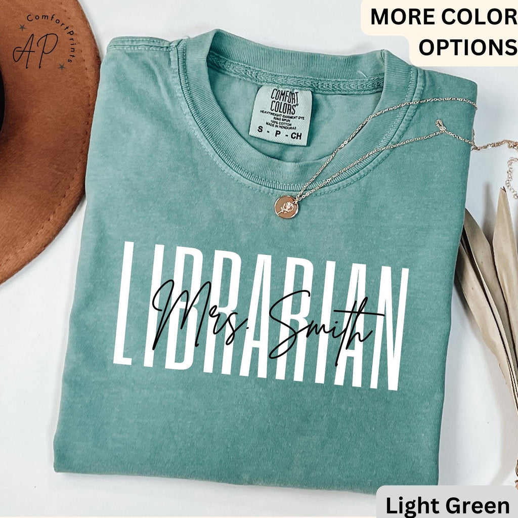 Personalized Librarian Comfort Colors Shirt, School Librarian T-Shirt, Book Lover Tee