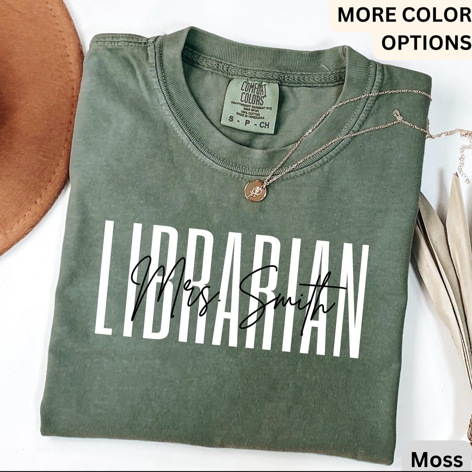 Personalized Librarian Comfort Colors Shirt, School Librarian T-Shirt, Book Lover Tee