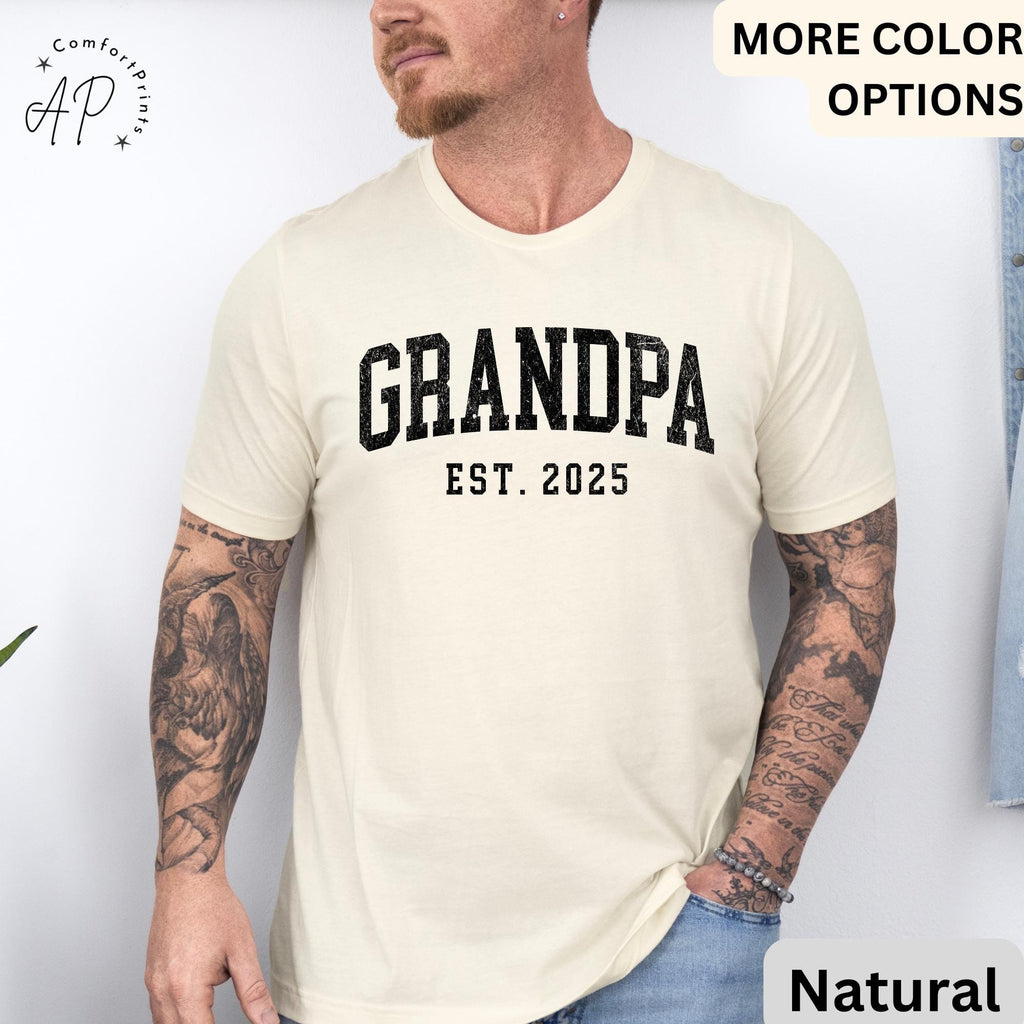 Grandpa Est T-Shirt, Personalized Grandpa Shirt, Pregnancy Announcement Grandfather Tee, Gift for Fathers Day