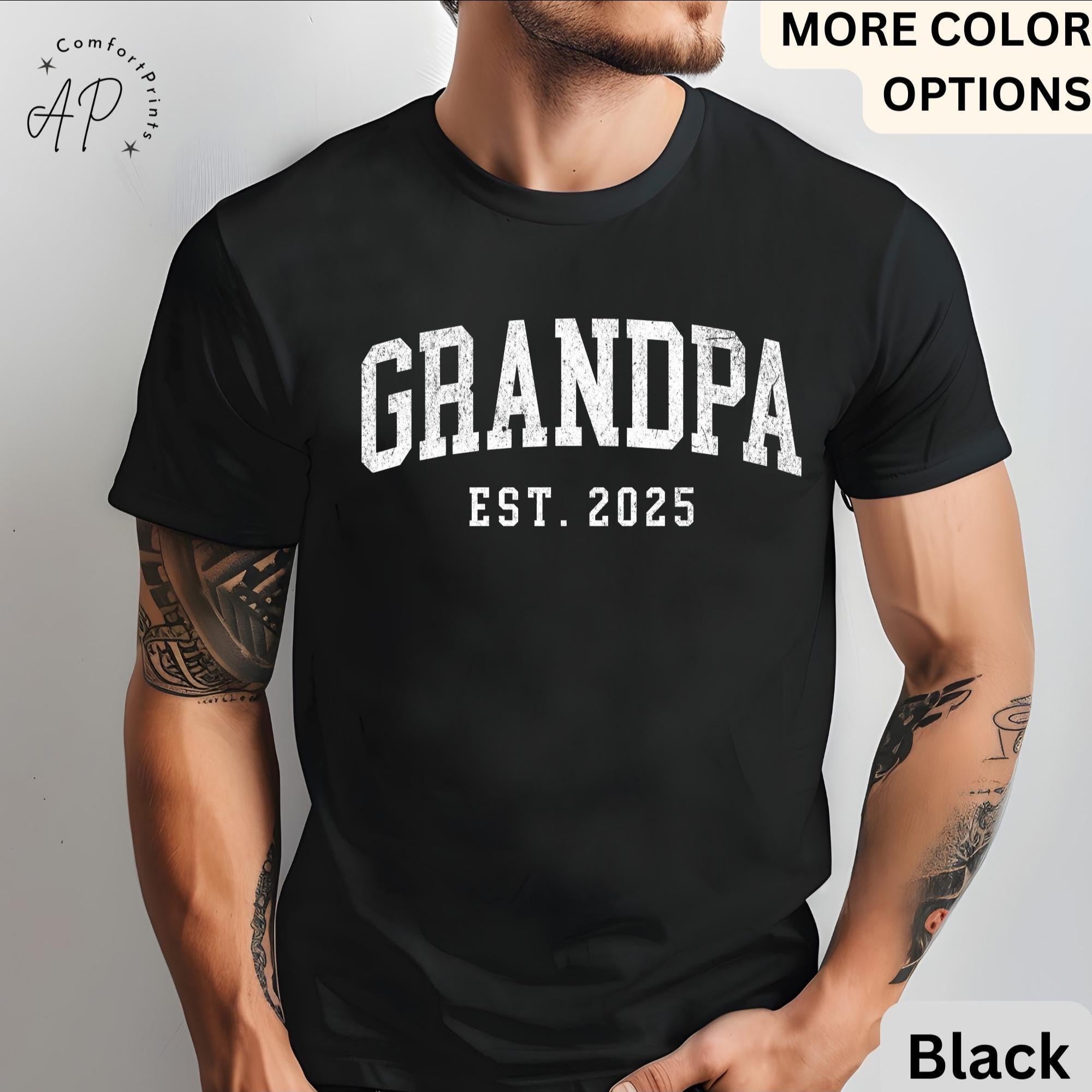 Grandpa Est T-Shirt, Personalized Grandpa Shirt, Pregnancy Announcement Grandfather Tee, Gift for Fathers Day