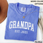 Grandpa Est Comfort Colors® T-Shirt, Personalized Grandpa Shirt, Pregnancy Announcement Grandfather Tee, Gift for Fathers Day