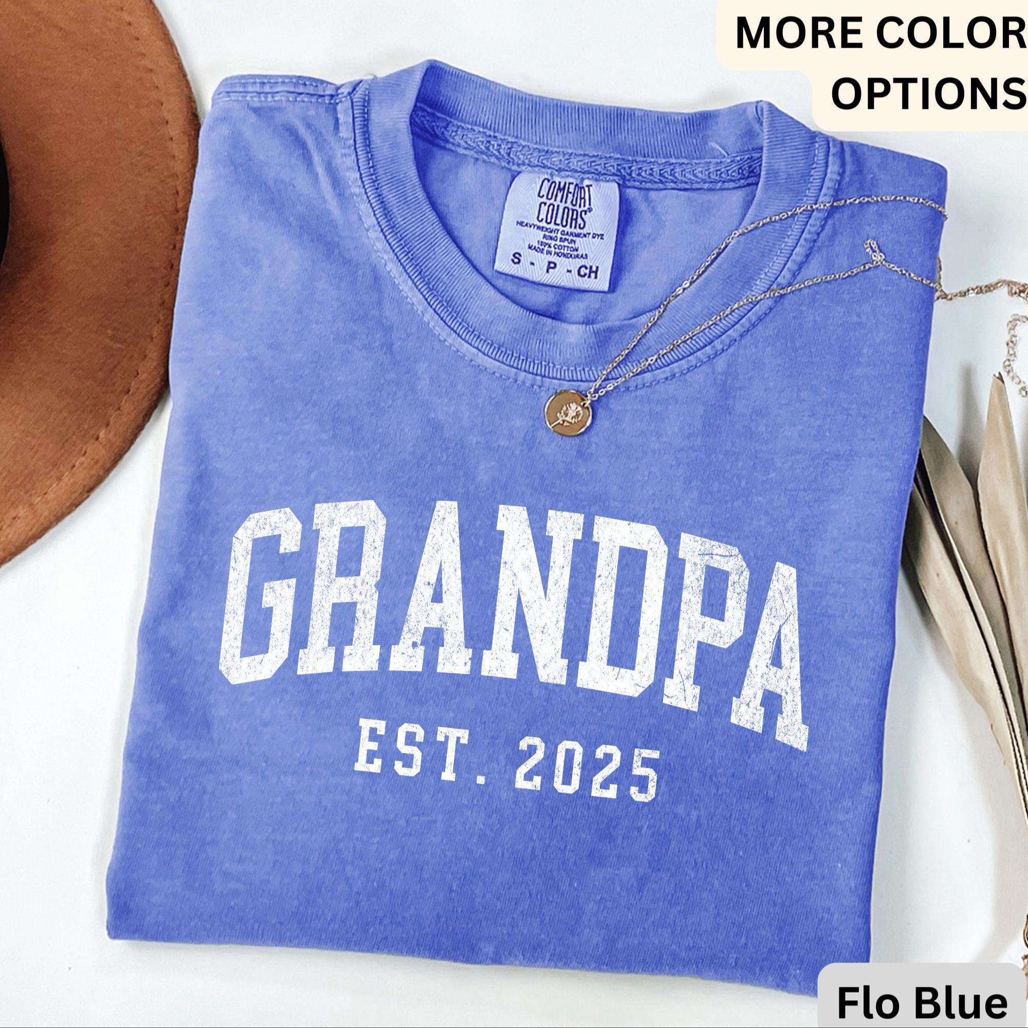 Grandpa Est Comfort Colors® T-Shirt, Personalized Grandpa Shirt, Pregnancy Announcement Grandfather Tee, Gift for Fathers Day