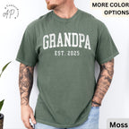 Grandpa Est Comfort Colors® T-Shirt, Personalized Grandpa Shirt, Pregnancy Announcement Grandfather Tee, Gift for Fathers Day