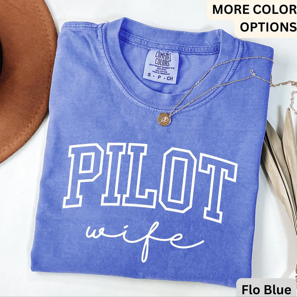Pilot Wife Comfort Colors T-Shirt, Pilot Girlfriend Shirt, Gift for Aviator, Dibs on the Pilot