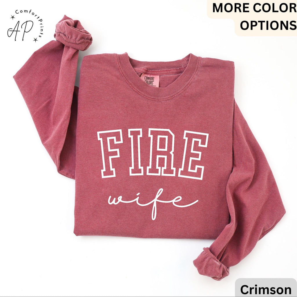 Firefighter Wife Comfort Colors® Long Sleeve T-Shirt, Fireman Wife Long Sleeve Shirt, Wife of Firefighter Long-Sleeve Tee