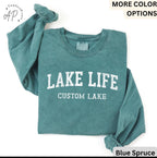 Personalized Lake Life Comfort Colors® Long Sleeve T-Shirt, Custom Lake House Long Sleeve Shirt, Lake Vacation, Gift for Travel Lover