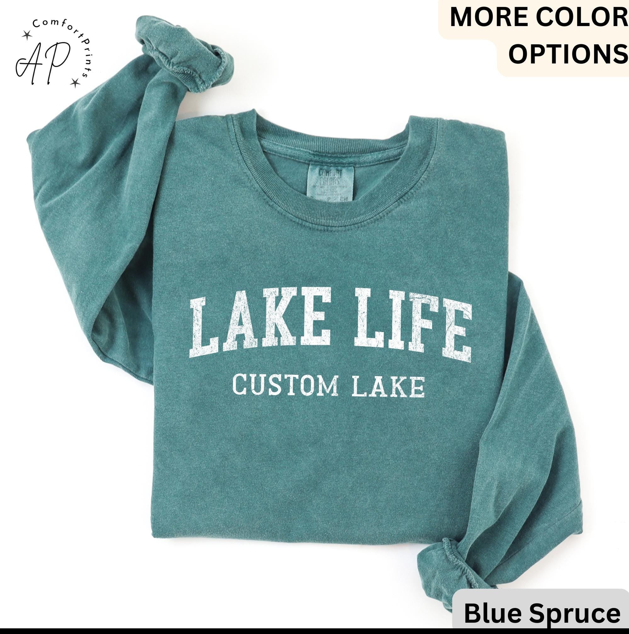Personalized Lake Life Comfort Colors® Long Sleeve T-Shirt, Custom Lake House Long Sleeve Shirt, Lake Vacation, Gift for Travel Lover