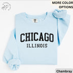 Chicago Illinois Comfort Colors Sweatshirt, Chicago Varsity Sweater, Windy City, Travel Souvenir
