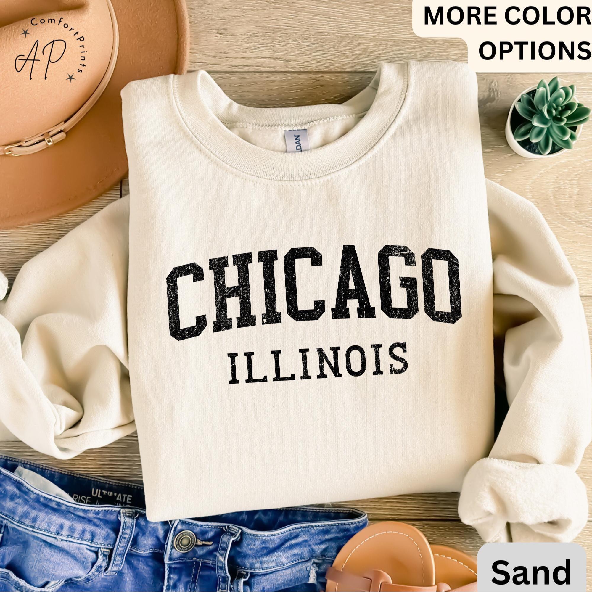 Chicago Illinois Comfort Colors Sweatshirt, Chicago Varsity Sweater, Windy City, Travel Souvenir